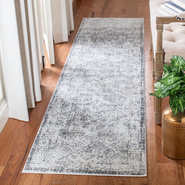 Alhambra 2 ft. x 8 ft.Dark Gray/Gray Oriental Runner Rug