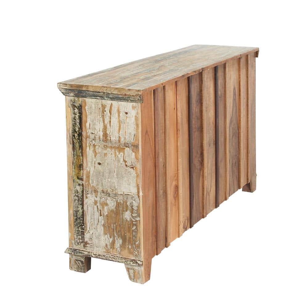 Rustic Dark Brown Reclaimed Wood Cabinet with Adjustable Shelving