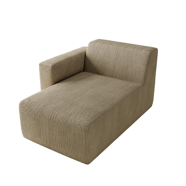 Khaki Corduroy Polyester Left Arm Facing 1-Arm Chaise Lounge(Set of 1)
