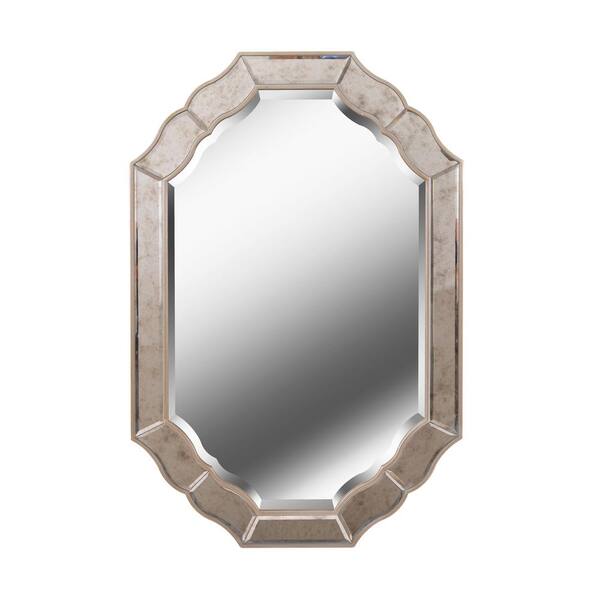 Manor Brook Medium Oval Silver Antiqued Contemporary Mirror (36 in. H x 24 in. W)