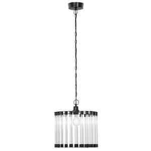 Monroe 1-Light Black Chandelier Pendant Light with Glass and Metal Shade