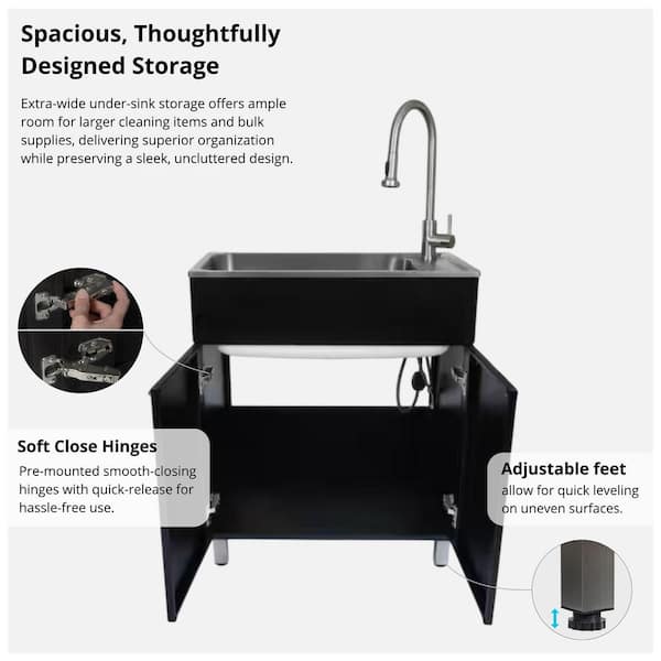 Glacier Bay 28 in. W x 10 in. D x 22 in. L Freestanding Stainless