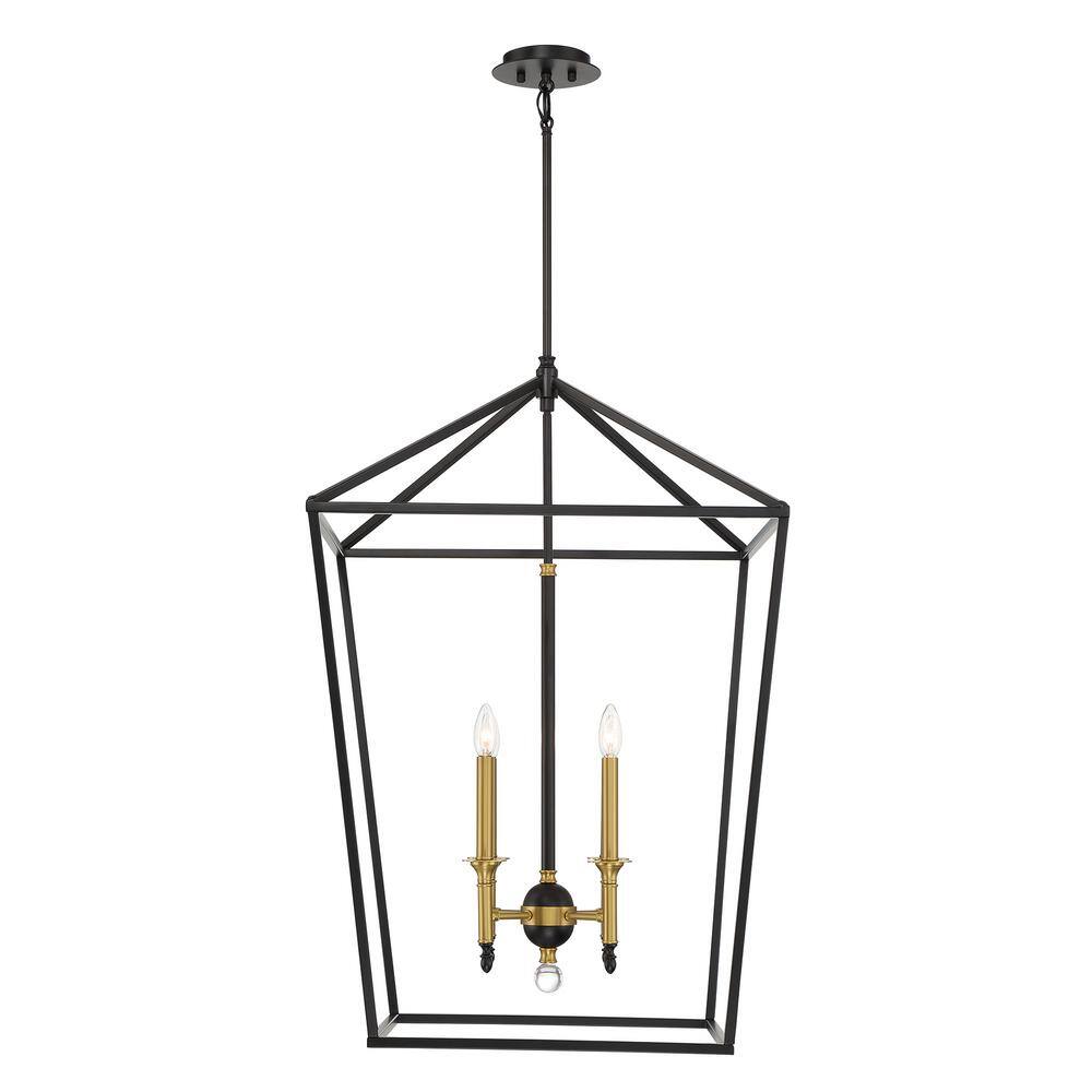 Coal & Soft Brass Geometric 4-Light Indoor/Outdoor Pendant