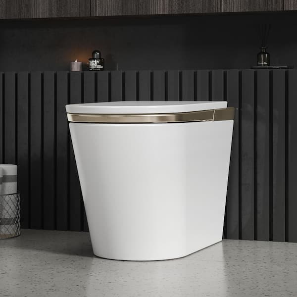 L-G Elongated Smart Toilet 1.34 GPF in Gold Seat with Auto Open/Close/Flush, Heated Seat, Foot Sensor and Deodorization