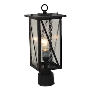 1-Light Black Steel Hardwired Outdoor Weather Resistant Post Light with No Bulb Included