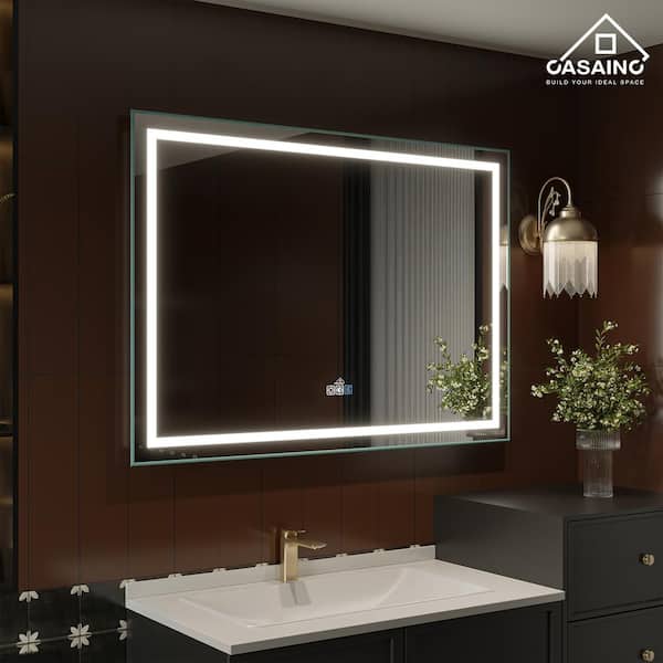 48 in. W x 36 in. H Rectangular Frameless Anti-Fog Wall Bathroom Vanity Mirror Ultra Bright