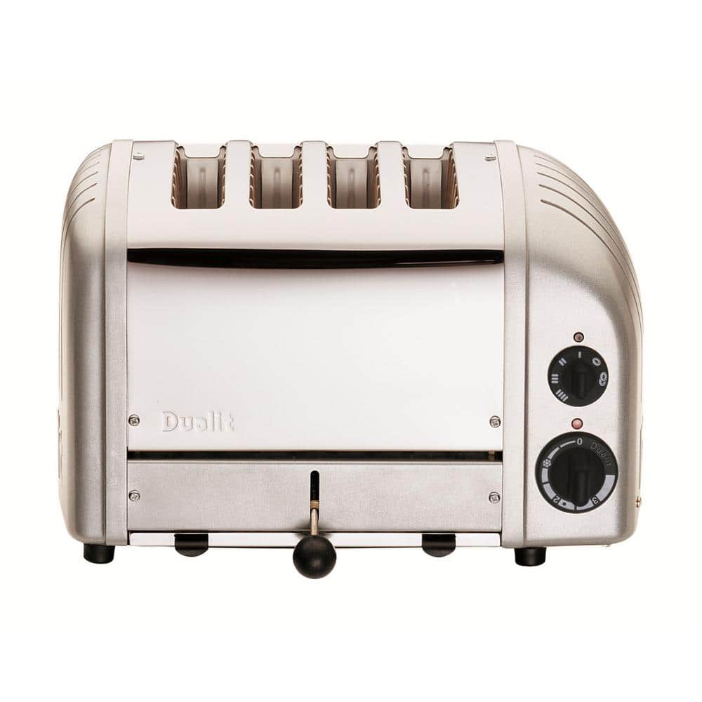 Dualit New Gen 4Slice Metallic Silver Wide Slot Toaster with Crumb