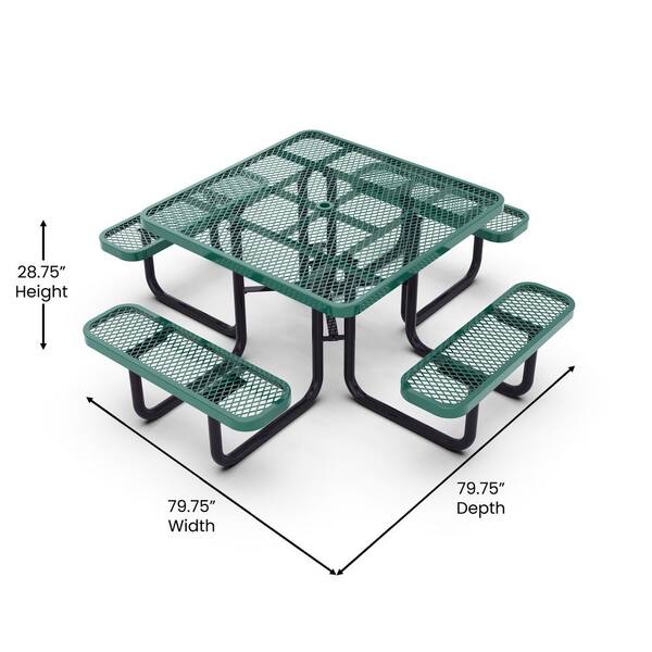 Carnegy Avenue Creekside 79.75 in. Green Square Steel Picnic