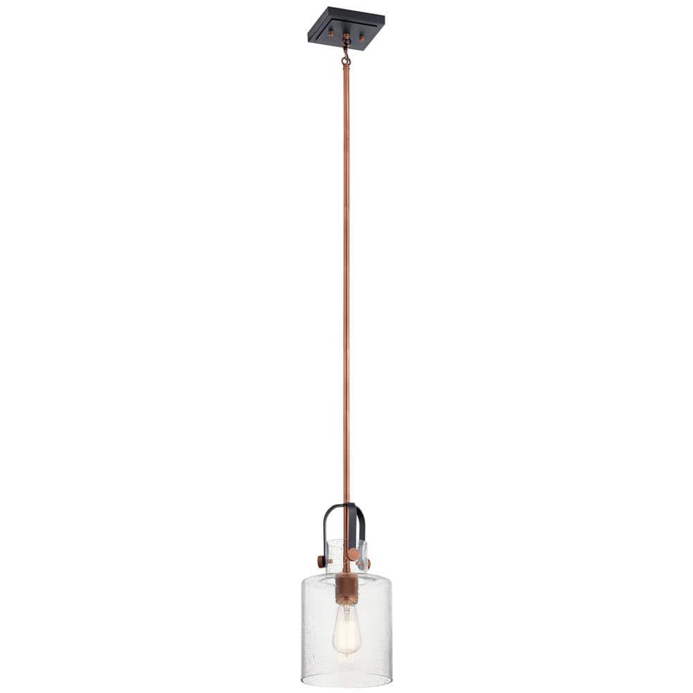 Kitner Vintage Glass & Antique Copper 1-Light Pendant