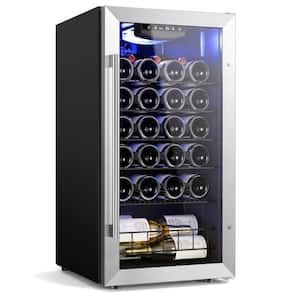Single Zone 27-Bottle Freestanding Wine Cooler Fridge Cellar Cooling Unit in Stainless Steel w/Low-Vibration Compressor