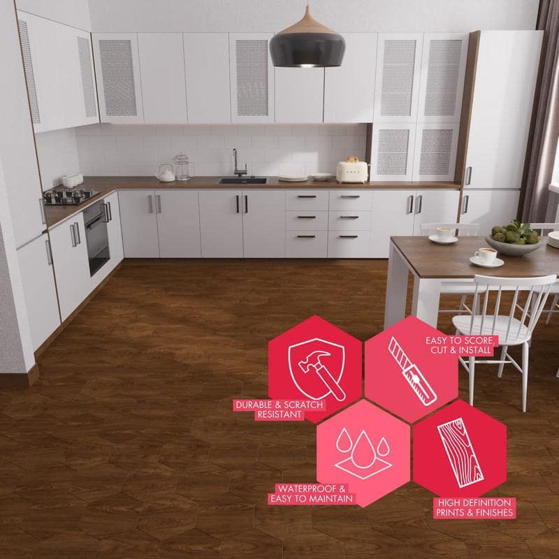 BaseCore HEX Java Peel and Stick Vinyl Hexagon Tiles - Box of 36