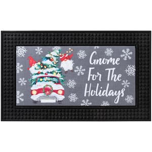 LED Christmas Gnome Car 18 in. x 30 in. Rubber Light and Sound Door Mat
