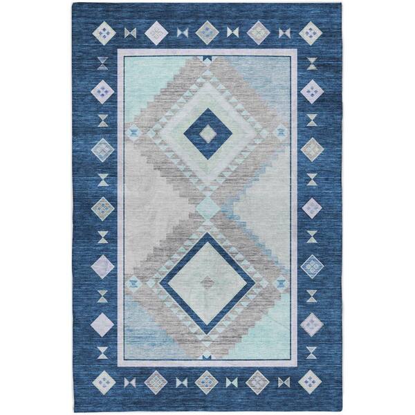 Dream Shag Premium Machine Washable Abstract ADS177 Blue 10 ft. x 14 ft. Area Rug