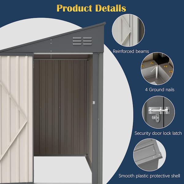 Hohuqeri 4 ft. W x 7 ft. D Metal Storage Shed, Waterproof Outdoor