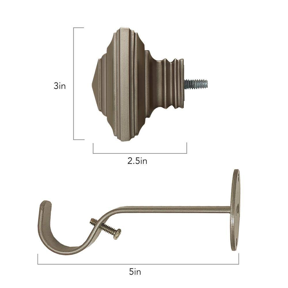 Florence Antique Pewter Adjustable Curtain Rod with Geometric Finials