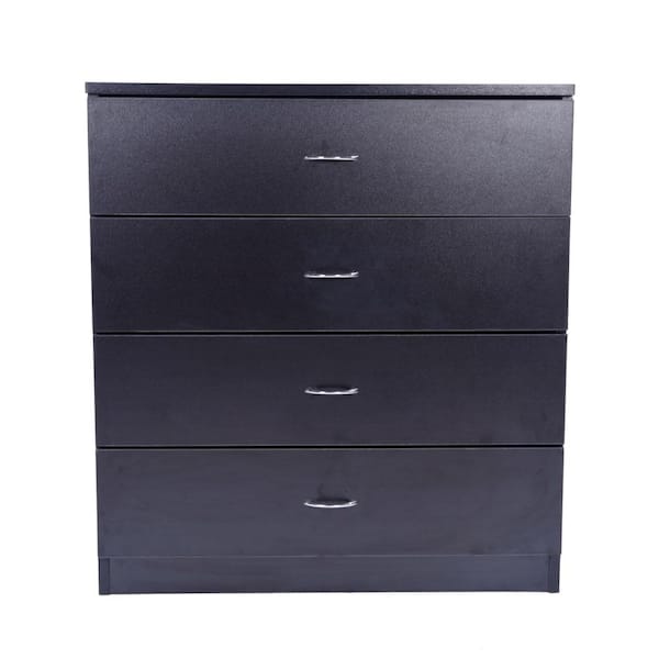 Karl home Modern Simple 4-Drawer Chest of-Drawers Black (13 in W. x 28. ...