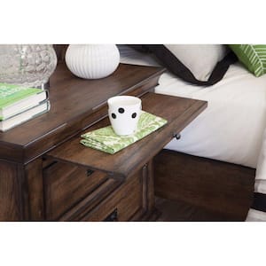 28 in. Brown 2-Drawer Wooden Nightstand