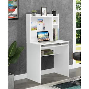 Designs2Go 31.5 in. Rectangle White Particle Board Student Computer Desk with Magnetic Bulletin Board and Shelves