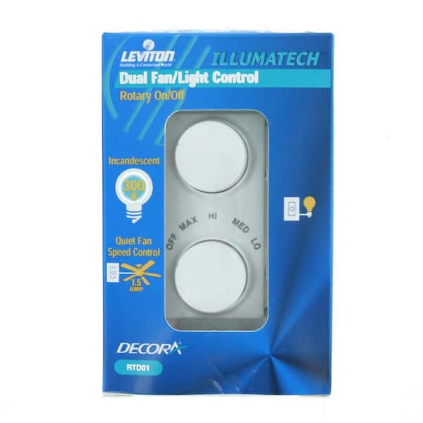 Leviton Sureslide 1.5-Amp 300-Watt Dual Quiet Fan Speed Control And Dimmer, Single Pole, White Leviton Sureslide 1.5-Amp 300-Watt Dual Quiet Fan Speed Control And Dimmer, Single Pole, White