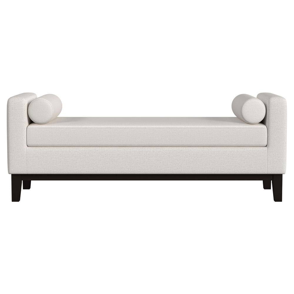 Vanilla Upholstered Bench with Black Tapered Legs
