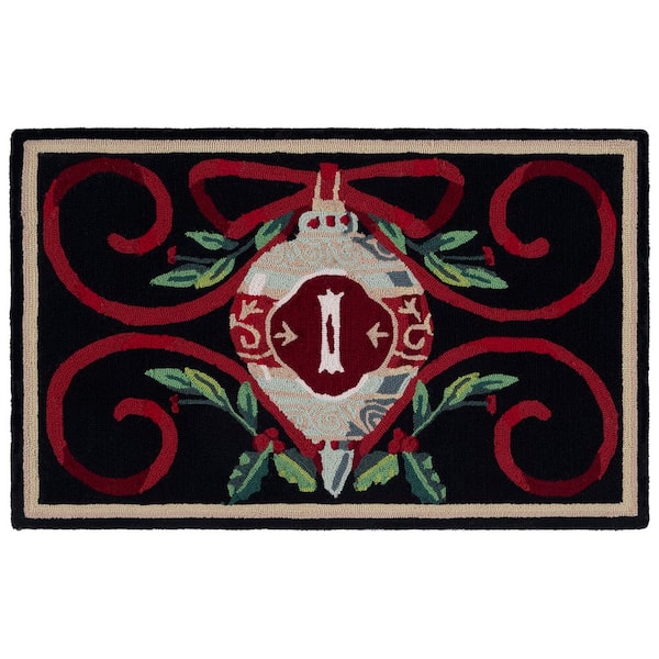 Monogram Black/Multi 3 ft. x 4 ft. "I" Ribbon Swirl Indoor/Outdoor Area Rug