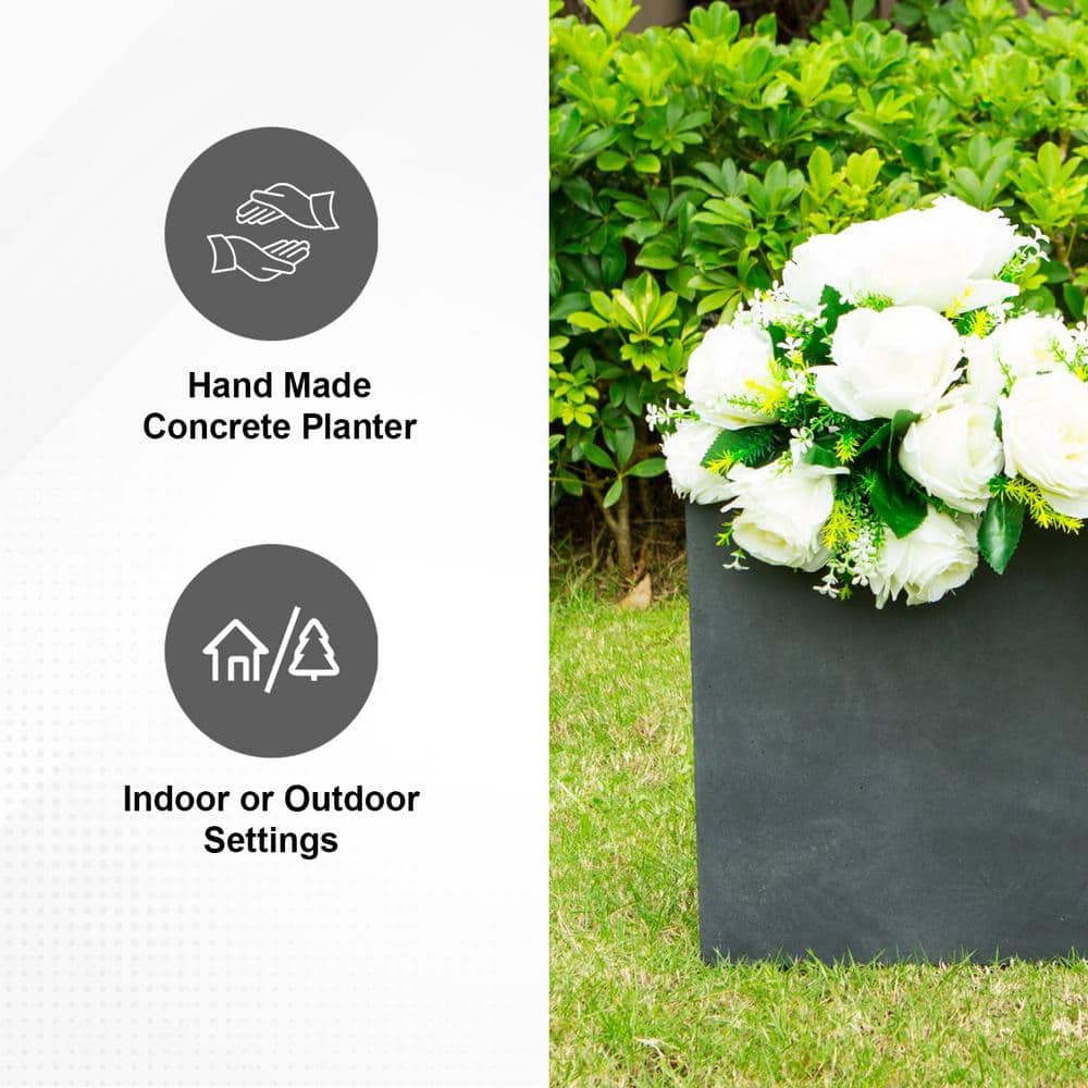 Charcoal Gray 27" Lightweight Concrete Rectangular Planter