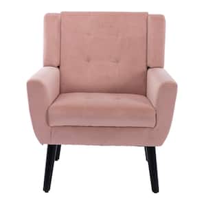 Pink Soft Velvet Material Accent Chair Home Chair with Black Legs