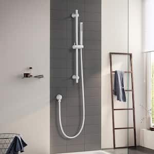 1-Spray Patterns Wall Mount Stainless Steel Handheld Shower Head 1.75 GPM with Slide Bar Grab Rail 69 in . Hose in White