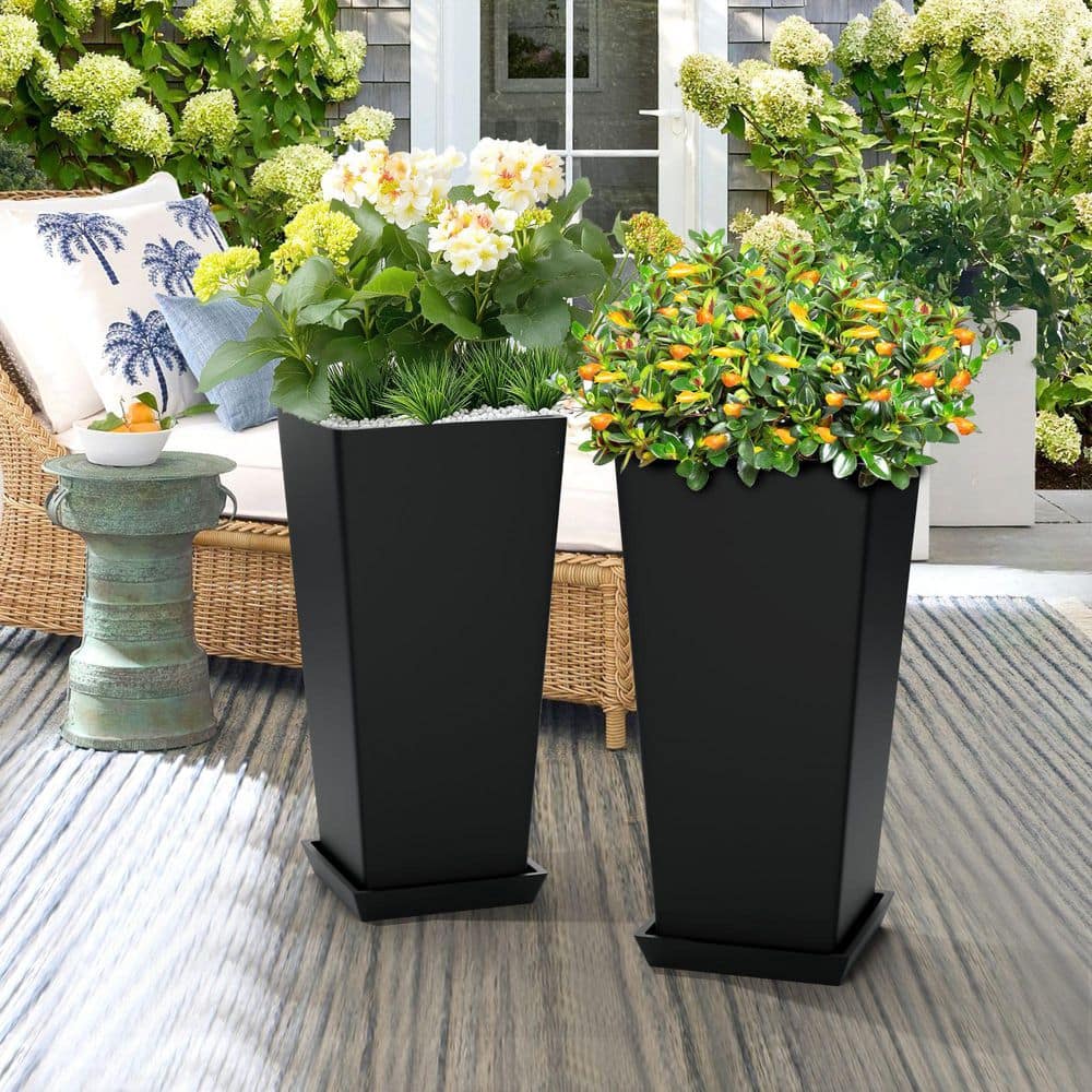 24 in. Black Plastic Tall Planter (2-Pack) price history on PriceWatchPro
