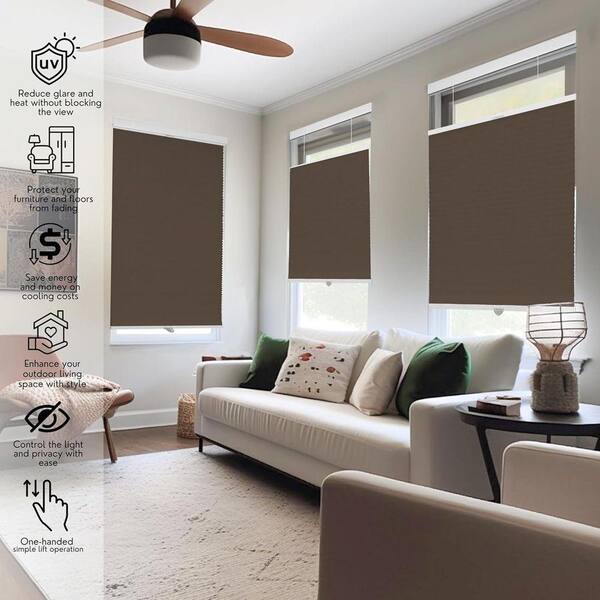 Chicology Cut-to-Size Brown Light Filtering Cordless Top Down
