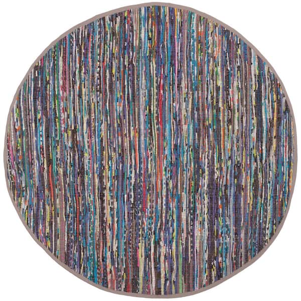 SAFAVIEH Rag Rug Rust/Multi 4 ft. x 4 ft. Round Striped Area Rug