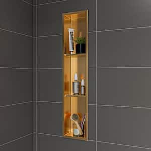 8 in. W x 36 in. H x 4 in. D Stainless Steel Shower Niche in Brushed Gold PVD