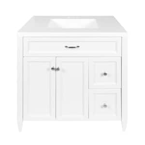 Verona 37 in. W x 22 in. D Bath Vanity in White with Cultured Marble Vanity Top in White with White Basin