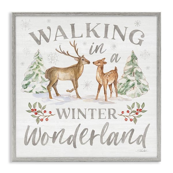 Stupell Industries Winter Wonderland Snow Scene by Silvia Vassileva 1 Piece Framed Graphic Print Animal Poster Art Print 24 in. x 24 in.