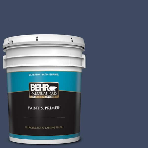 BEHR PREMIUM PLUS 5 gal. #610D-7 Night Watch Satin Enamel Exterior Paint & Primer