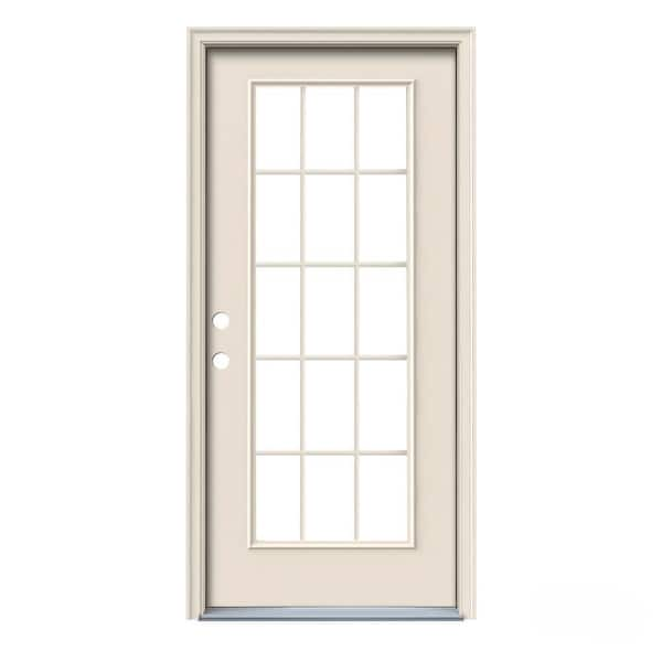 Jeld Wen 36 In X 80 In 15 Lite Primed Steel Prehung Right Hand Inswing Front Door W Brickmould