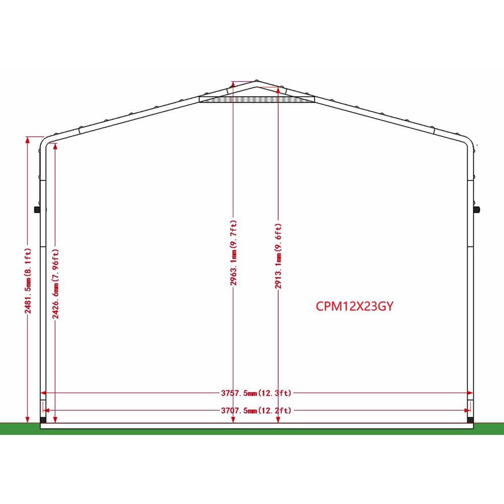 Gray Galvanized Steel Carport with Corrugated Roof Panels