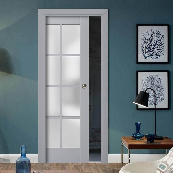 Sartodoors 18 in. x 84 in. 1 Panel Matte Grey Finished Solid Wood