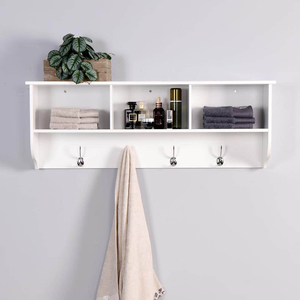 Seafuloy White Entryway Wall Mounted Coat Rack with 4 Dual Hooks