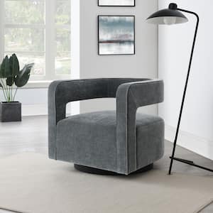 Ginny Charcoal Stain-Resistant Swivel Chair