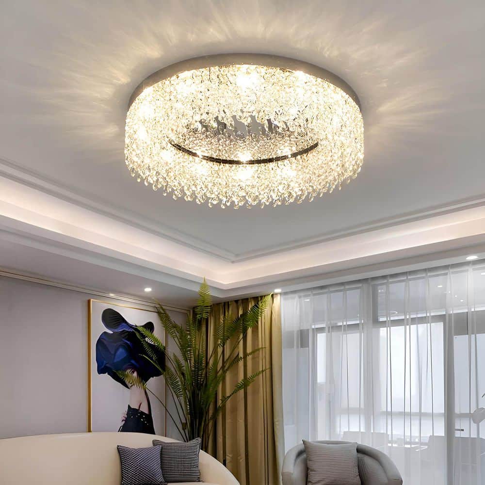 8-Light Silver Modern Crystal Flush Mount Ceiling Light Chandelier for Living Room price history on PriceWatchPro