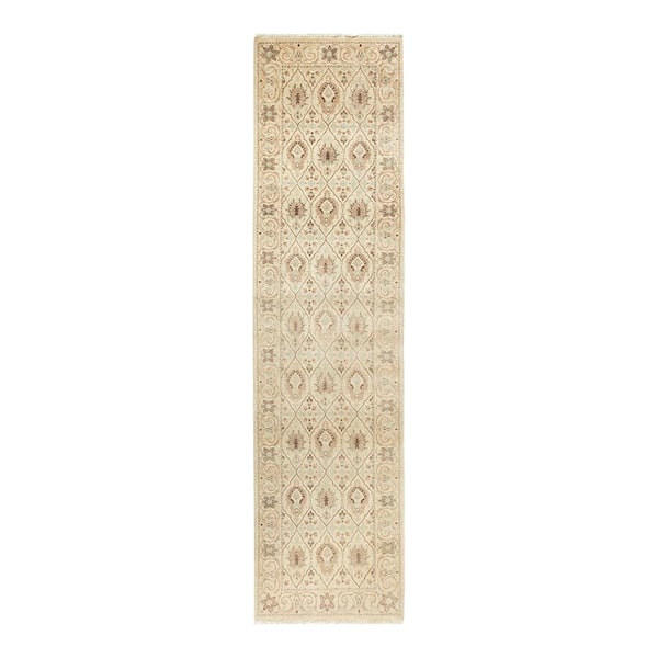 Solo Rugs Mogul One of a Kind Traditional Ivory 2 ft. 7 in. x 10 ft. 3 in. Floral Runner Rug