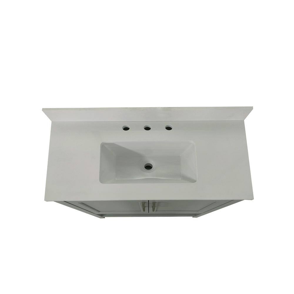 Vivien 36" Gray Bathroom Vanity with Carrara Marble and Ceramic Sink