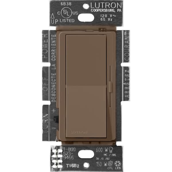 Lutron Diva Dimmer Switch for Magnetic Low Voltage, 600-Watt/Single-Pole or 3-Way, Espresso (DVSCLV-603P-EP)