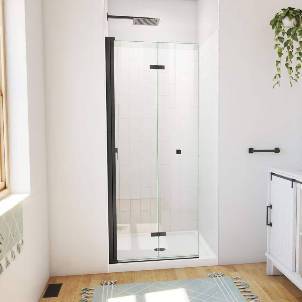 Matte Black Frameless Square Shower Kit with Acrylic Base