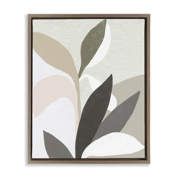 Stupell Industries Organic Soft Leaf Shapes by June Erica Vess Brown Floater Frame Nature Graphic Art Print 21 in. x 17 in.
