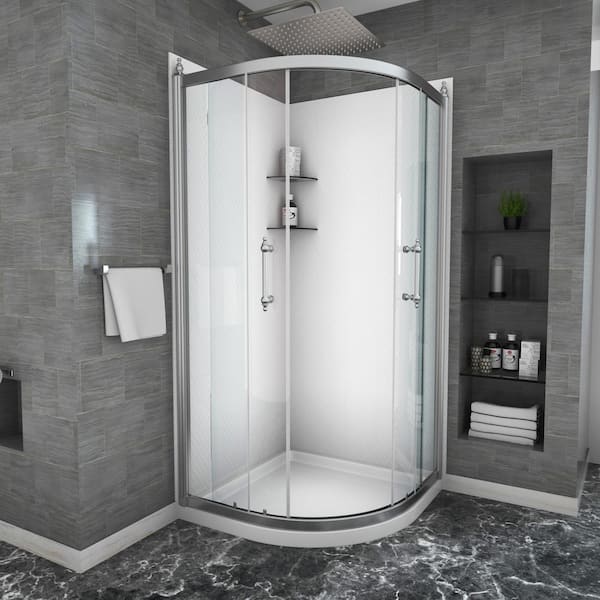 36 in. W x 72 in. H Sliding Framed Curved Shower Door in Chrome Finish with 1/4 in. (6mm) Clear Eertified Tempered Glass
