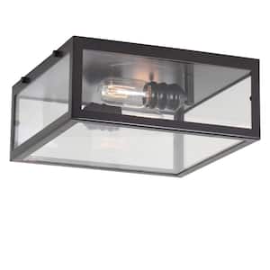 Grayson 12 in. Oil Rubbed Bronze/Clear Metal/Glass LED Flush Mount
