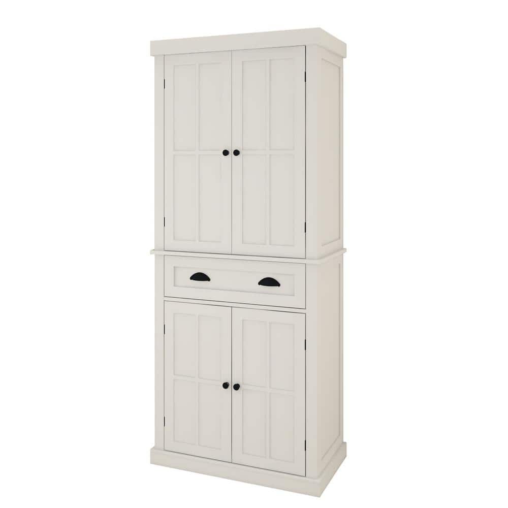 30 in. W x 15.75 in. D x 72 in. H Freestanding White MDF Bathroom Linen Cab