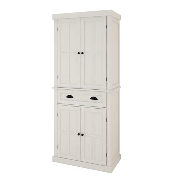30 in. W x 15.75 in. D x 72 in. H Freestanding White MDF Bathroom Linen Cabinet with 1-Drawers, 4 Shelves